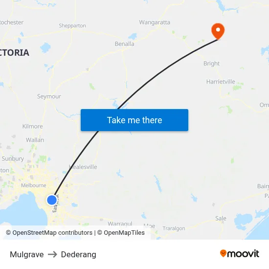 Mulgrave to Dederang map