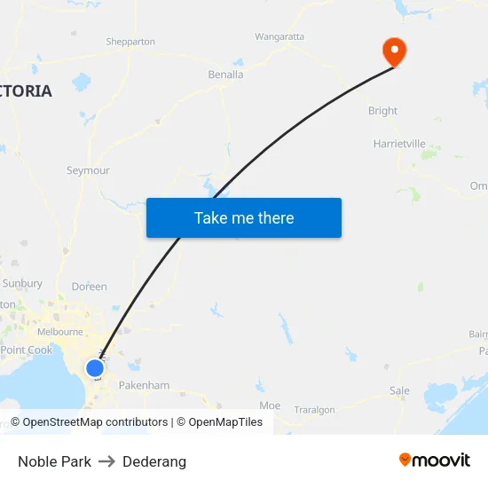 Noble Park to Dederang map