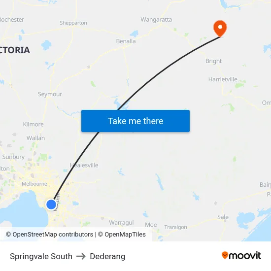Springvale South to Dederang map
