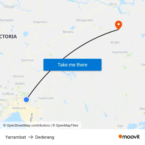 Yarrambat to Dederang map