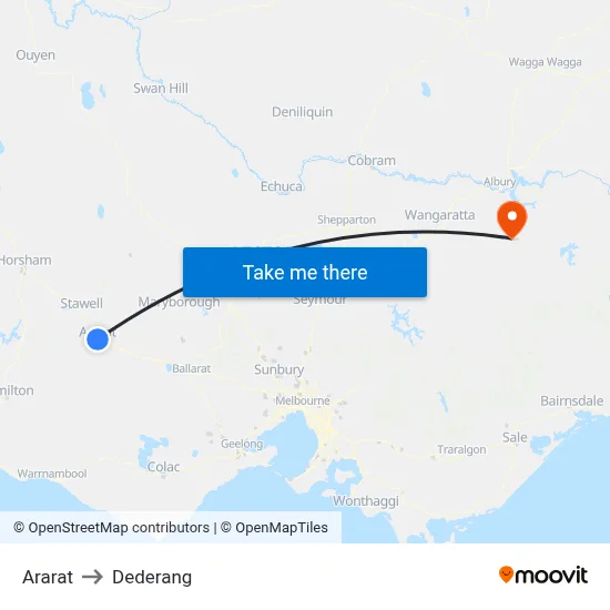 Ararat to Dederang map