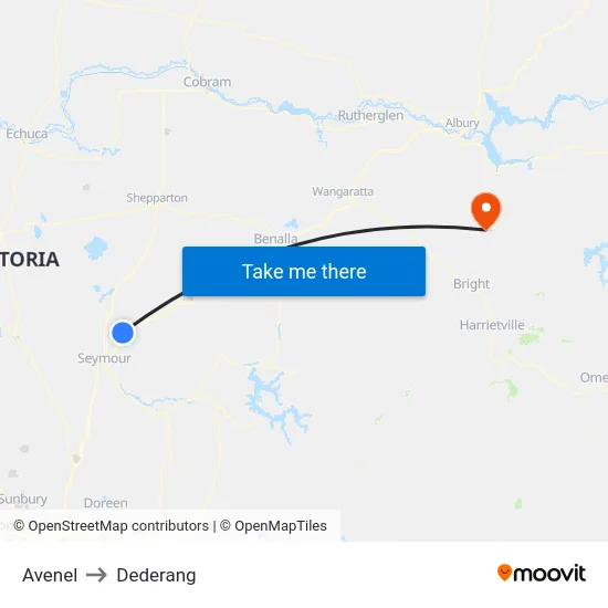 Avenel to Dederang map