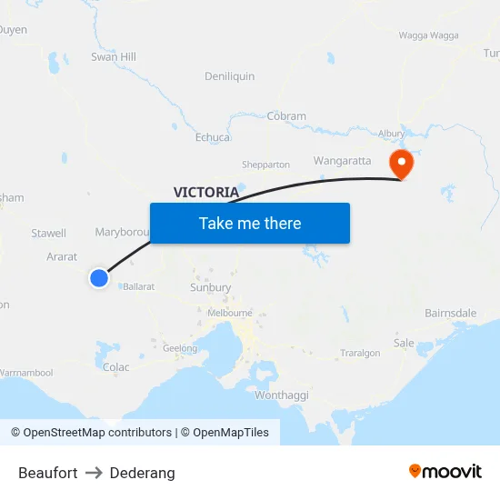 Beaufort to Dederang map