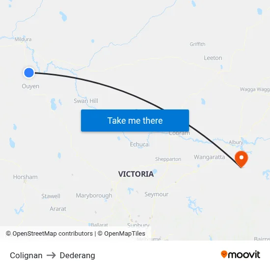 Colignan to Dederang map