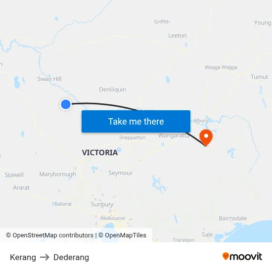 Kerang to Dederang map