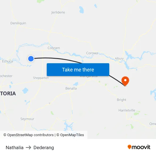 Nathalia to Dederang map