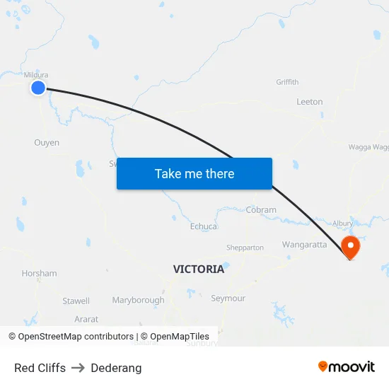 Red Cliffs to Dederang map