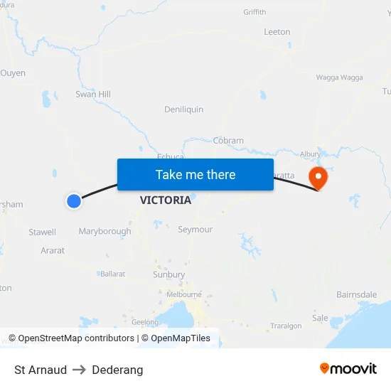 St Arnaud to Dederang map