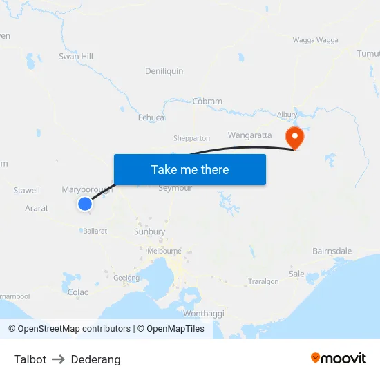 Talbot to Dederang map