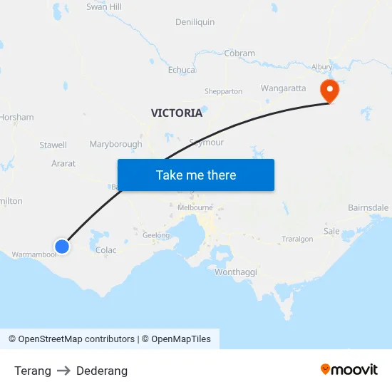 Terang to Dederang map