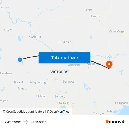 Watchem to Dederang map