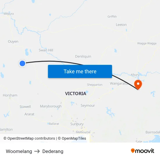 Woomelang to Dederang map