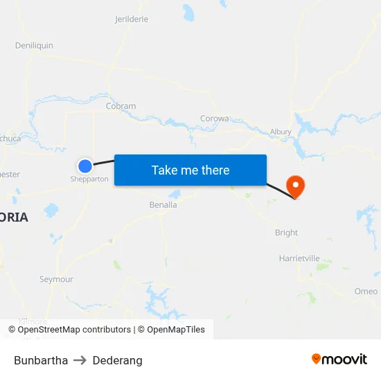 Bunbartha to Dederang map