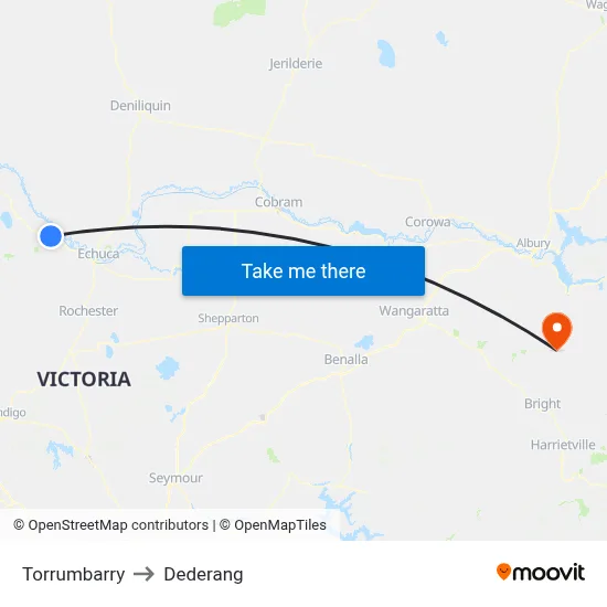 Torrumbarry to Dederang map