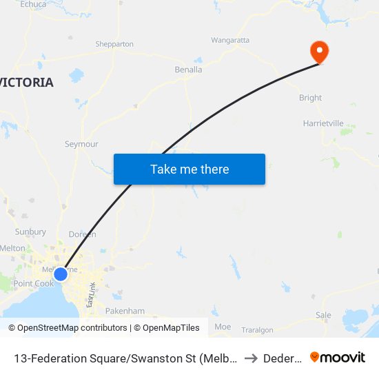13-Federation Square/Swanston St (Melbourne City) to Dederang map