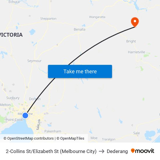 2-Collins St/Elizabeth St (Melbourne City) to Dederang map