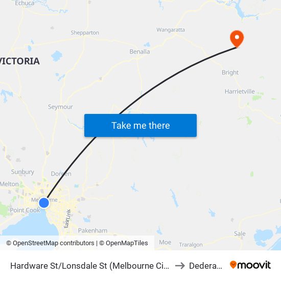 Hardware St/Lonsdale St (Melbourne City) to Dederang map