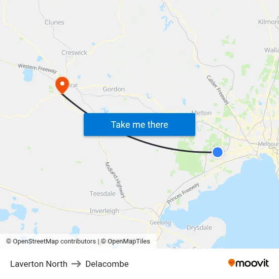 Laverton North to Delacombe map