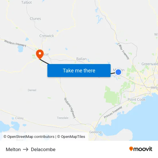 Melton to Delacombe map