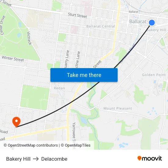 Bakery Hill to Delacombe map