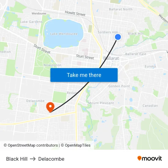 Black Hill to Delacombe map