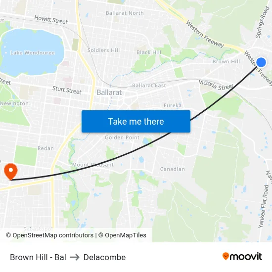 Brown Hill - Bal to Delacombe map