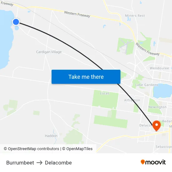 Burrumbeet to Delacombe map