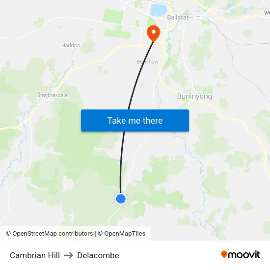 Cambrian Hill to Delacombe map