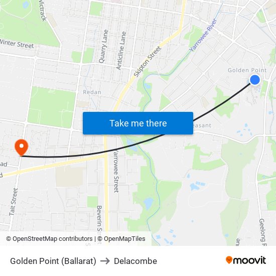 Golden Point (Ballarat) to Delacombe map