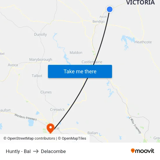 Huntly - Bal to Delacombe map