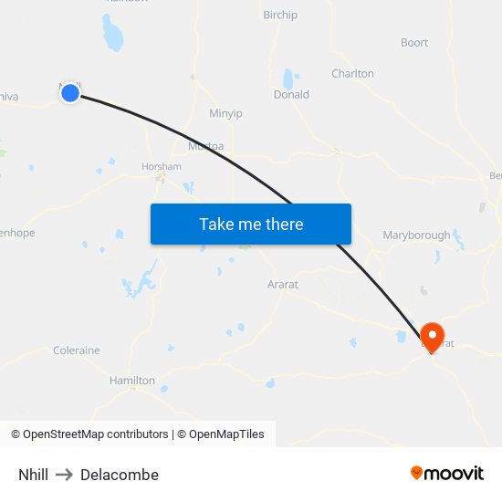 Nhill to Delacombe map