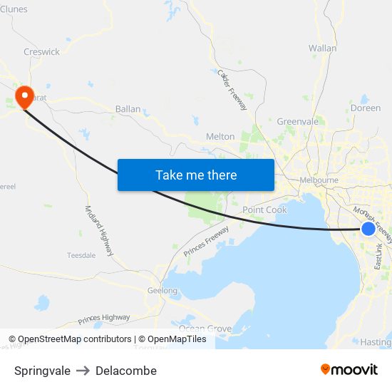 Springvale to Delacombe map