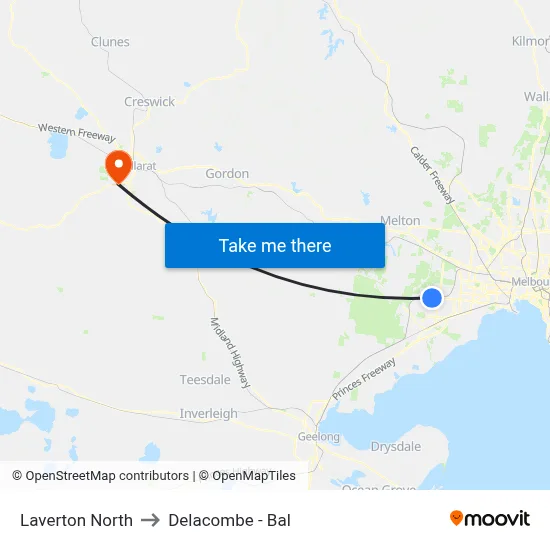 Laverton North to Delacombe - Bal map