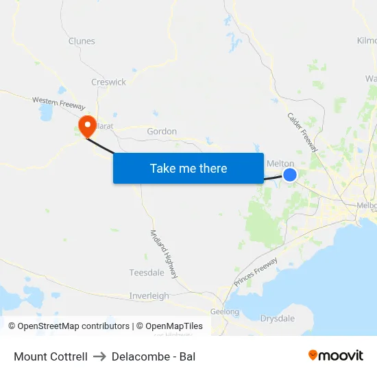Mount Cottrell to Delacombe - Bal map