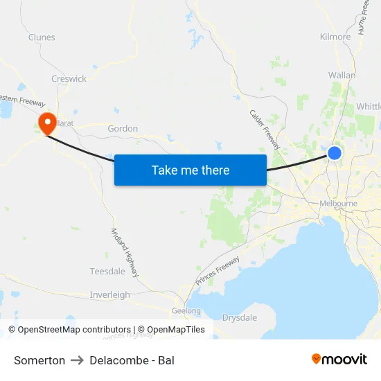 Somerton to Delacombe - Bal map
