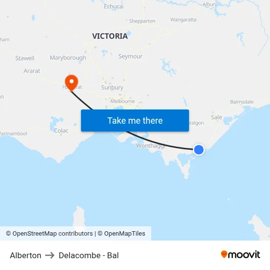 Alberton to Delacombe - Bal map