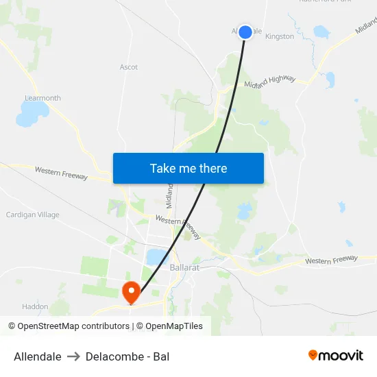 Allendale to Delacombe - Bal map