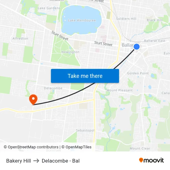 Bakery Hill to Delacombe - Bal map