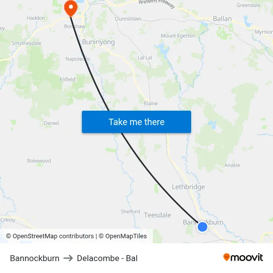 Bannockburn to Delacombe - Bal map