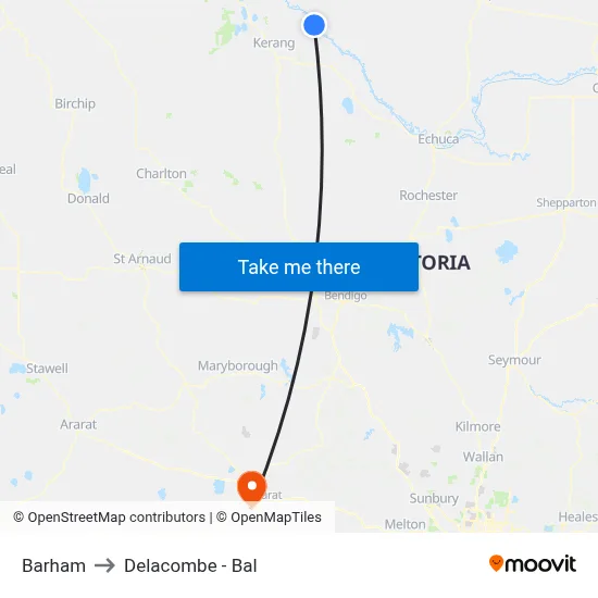 Barham to Delacombe - Bal map