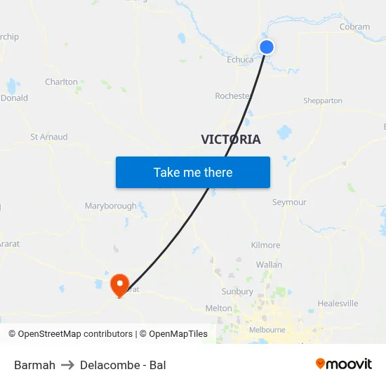Barmah to Delacombe - Bal map