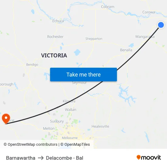 Barnawartha to Delacombe - Bal map