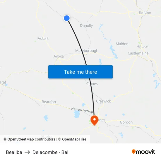 Bealiba to Delacombe - Bal map