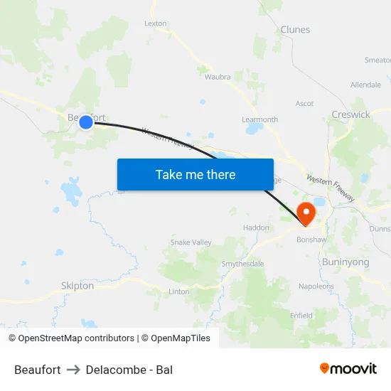 Beaufort to Delacombe - Bal map