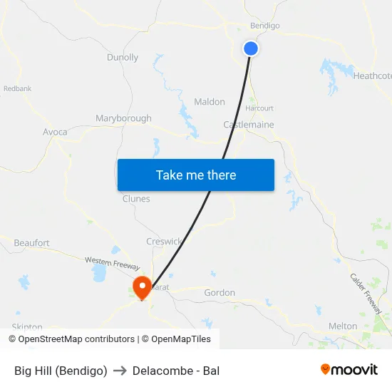 Big Hill (Bendigo) to Delacombe - Bal map