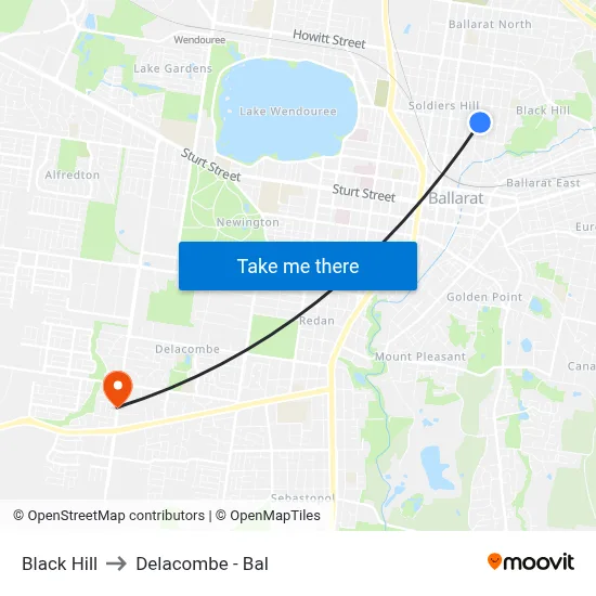 Black Hill to Delacombe - Bal map