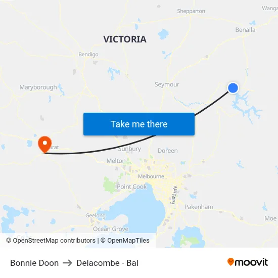 Bonnie Doon to Delacombe - Bal map