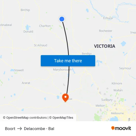 Boort to Delacombe - Bal map