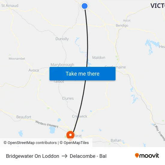 Bridgewater On Loddon to Delacombe - Bal map