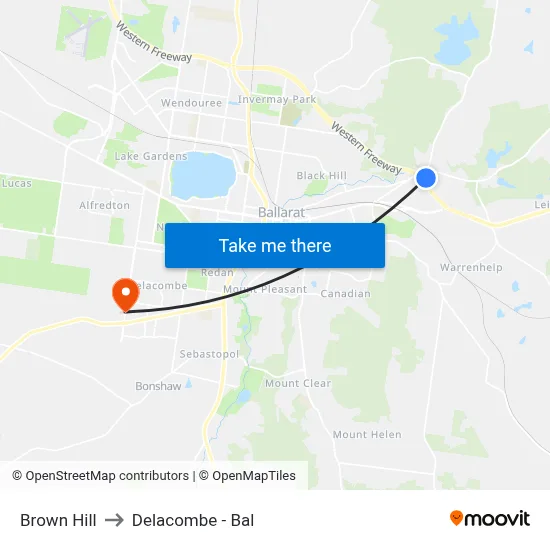 Brown Hill to Delacombe - Bal map